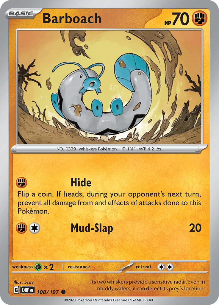 Barboach (108/197) [Scarlet & Violet: Obsidian Flames] Pokemon Single Pokémon  | Multizone: Comics And Games