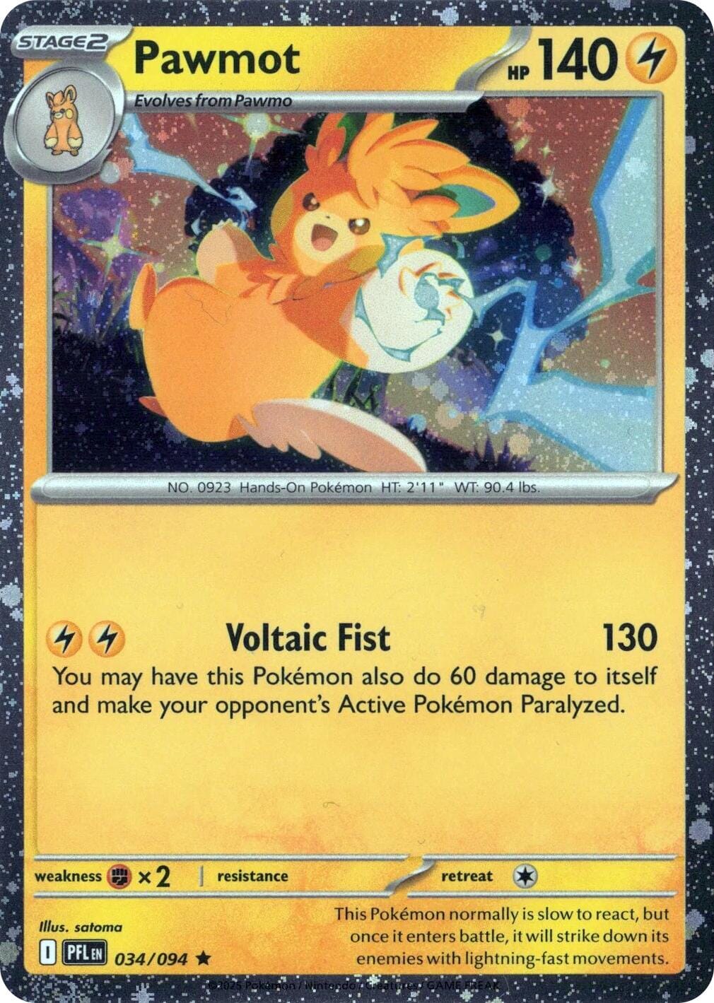 Pawmot (034/094) (Cosmos Holo) [Mega Evolution: Phantasmal Flames] | Multizone: Comics And Games