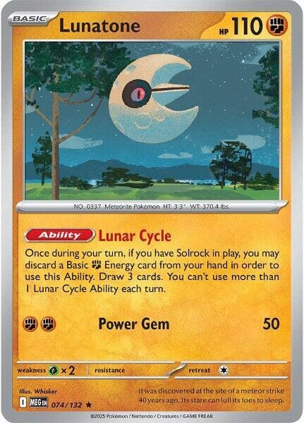 Lunatone (074/132) (Non-Holo) [Mega Evolution: Base Set] Pokemon Single Pokémon  | Multizone: Comics And Games