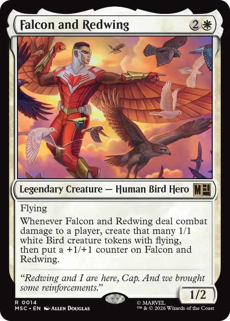 Falcon and Redwing (Surge Foil) [Marvel Super Heroes Commander] MTG Single Magic: The Gathering  | Multizone: Comics And Games
