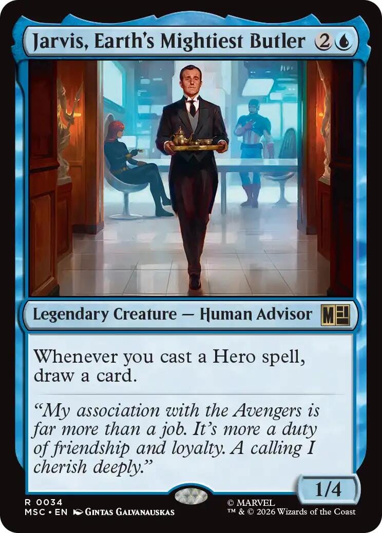 Jarvis, Earth's Mightiest Butler (Surge Foil) [Marvel Super Heroes Commander] MTG Single Magic: The Gathering  | Multizone: Comics And Games
