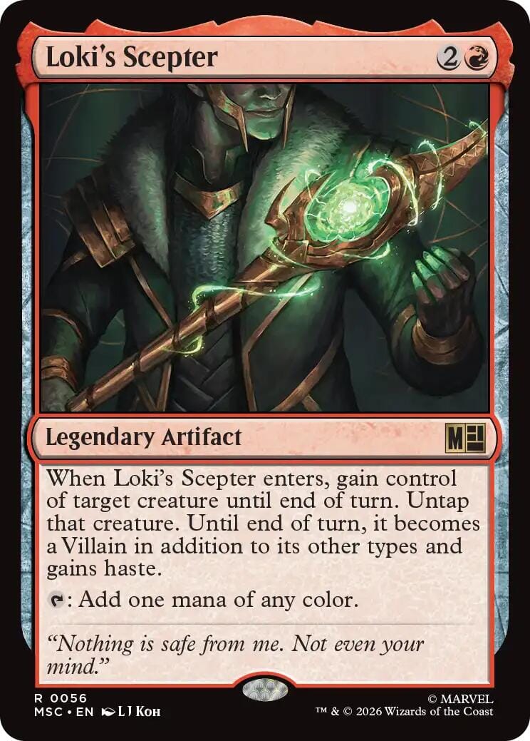 Loki's Scepter (Surge Foil) [Marvel Super Heroes Commander] MTG Single Magic: The Gathering  | Multizone: Comics And Games