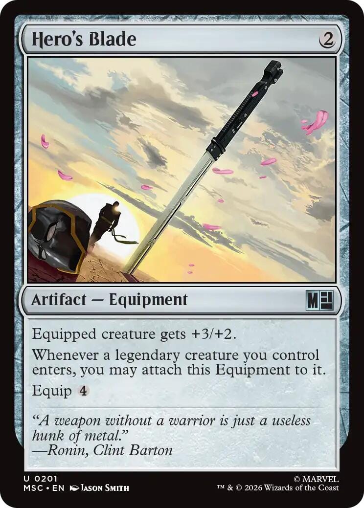 Hero's Blade (Surge Foil) [Marvel Super Heroes Commander] MTG Single Magic: The Gathering  | Multizone: Comics And Games