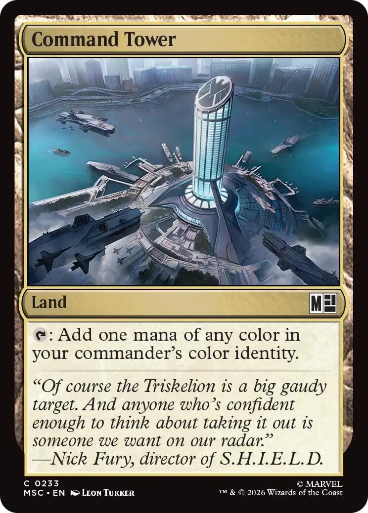 Command Tower (0233) (Surge Foil) [Marvel Super Heroes Commander] MTG Single Magic: The Gathering  | Multizone: Comics And Games