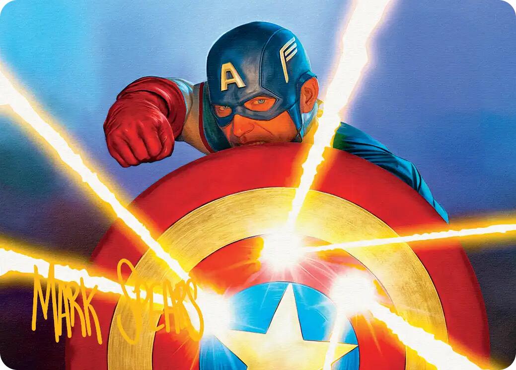 Captain's Defense Art Card (Gold-Stamped Signature) [Marvel Super Heroes Art Series] | Multizone: Comics And Games