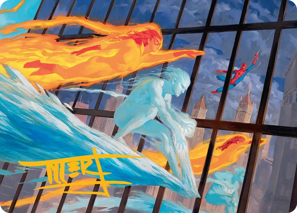 Iceman and Firestar Art Card (Gold-Stamped Signature) [Marvel Super Heroes Art Series] | Multizone: Comics And Games