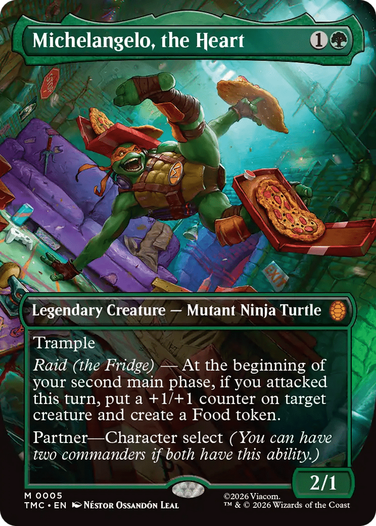 Michelangelo, the Heart (Borderless) [Teenage Mutant Ninja Turtles Commander] MTG Single Magic: The Gathering  | Multizone: Comics And Games