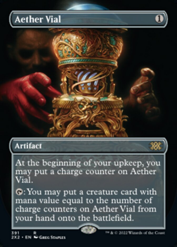 Aether Vial (Borderless Alternate Art) [Double Masters 2022] | Multizone: Comics And Games