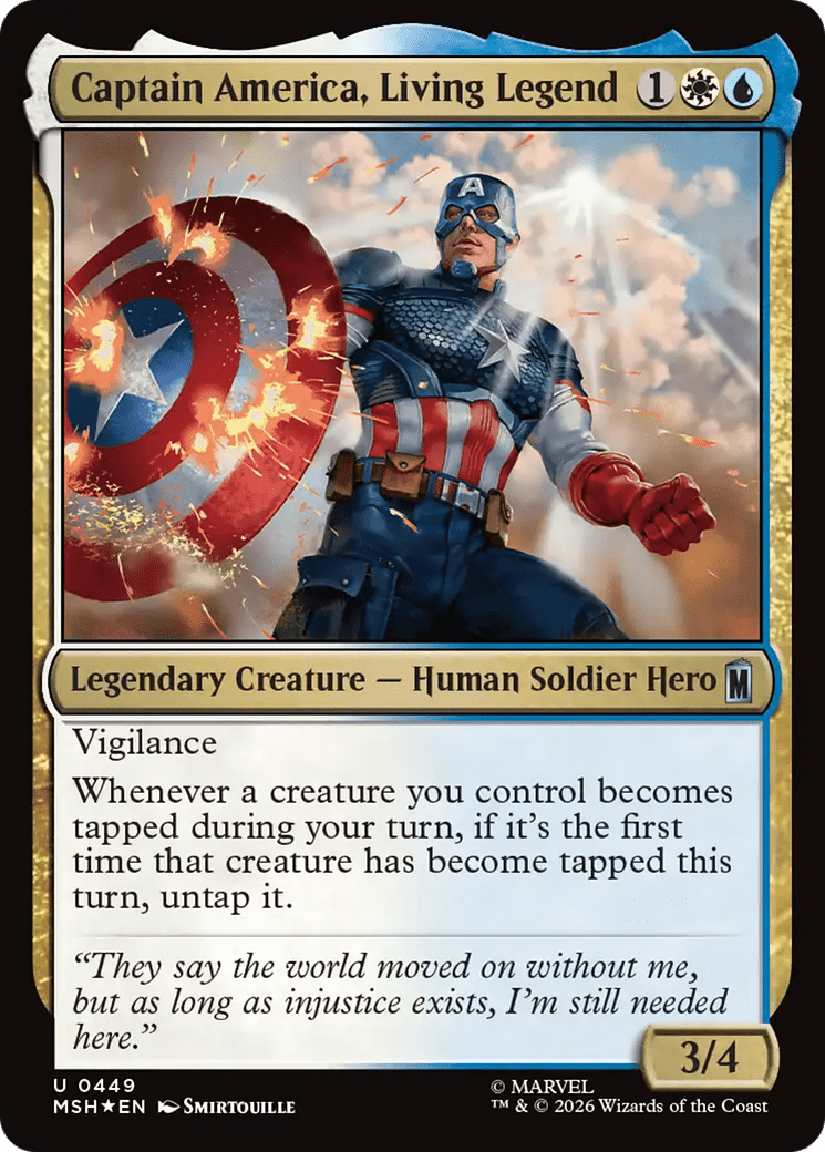 Captain America, Living Legend (Surge Foil) [Marvel Super Heroes] MTG Single Magic: The Gathering  | Multizone: Comics And Games