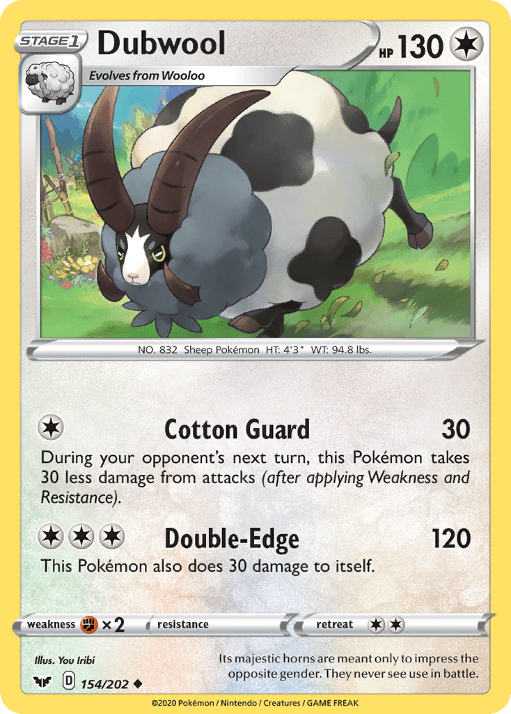 Dubwool (154/202) [Sword & Shield: Base Set] Pokemon Single Pokémon  | Multizone: Comics And Games