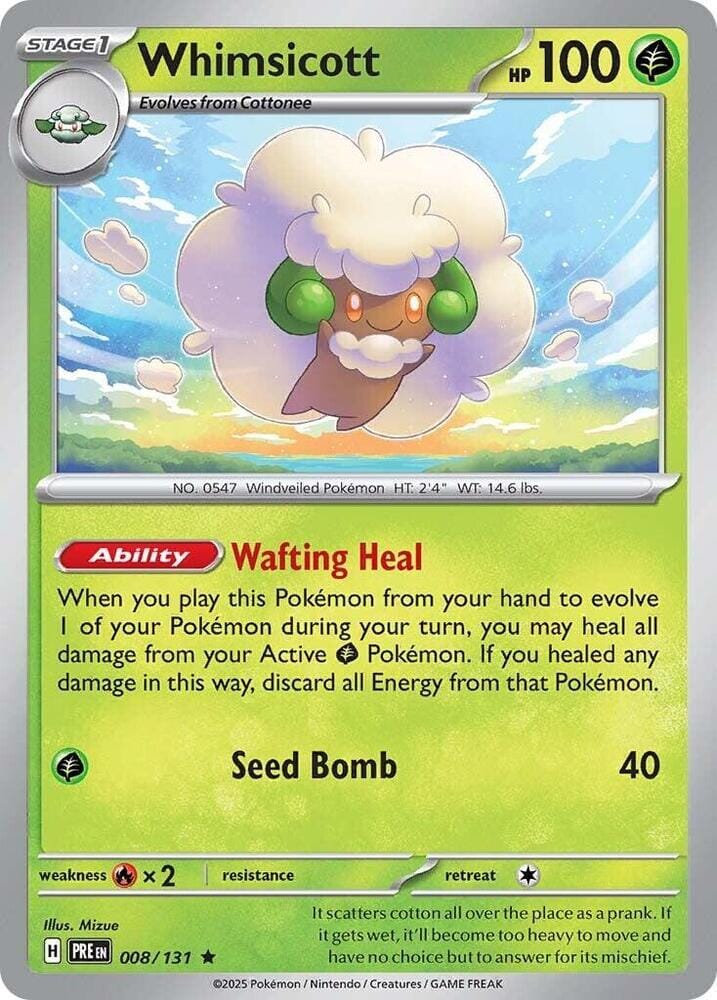 Whimsicott (008/131) [Scarlet & Violet: Prismatic Evolutions] Pokemon Single Pokémon  | Multizone: Comics And Games