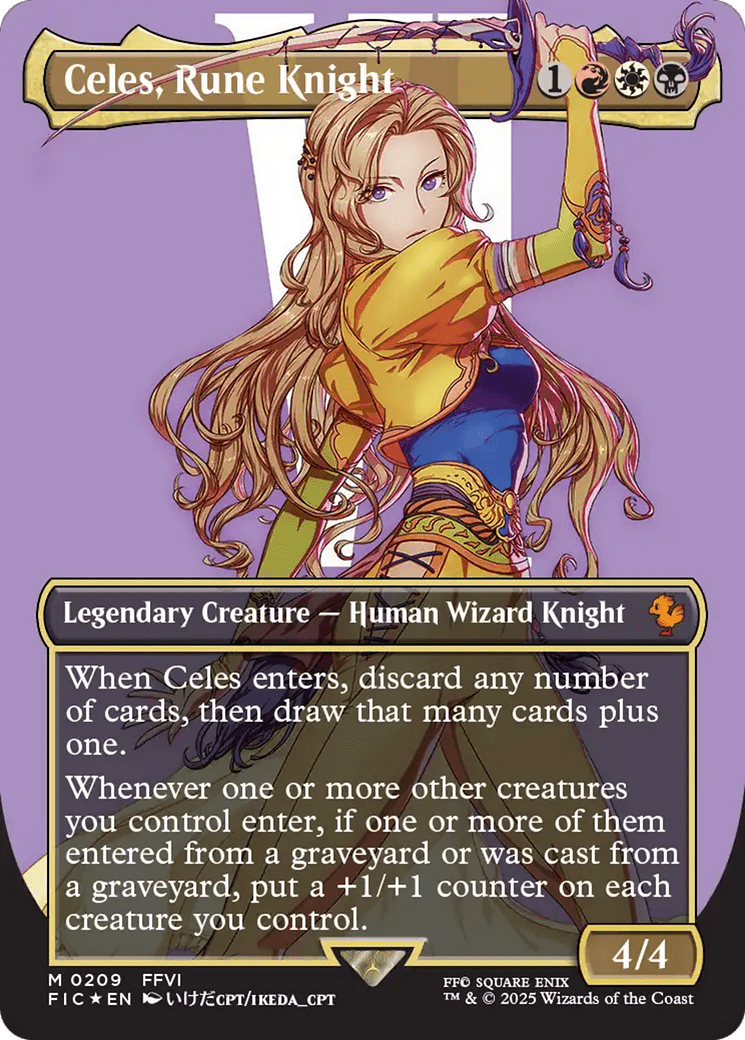 Celes, Rune Knight (Borderless) (Surge Foil) [FINAL FANTASY Commander] MTG Single Magic: The Gathering  | Multizone: Comics And Games