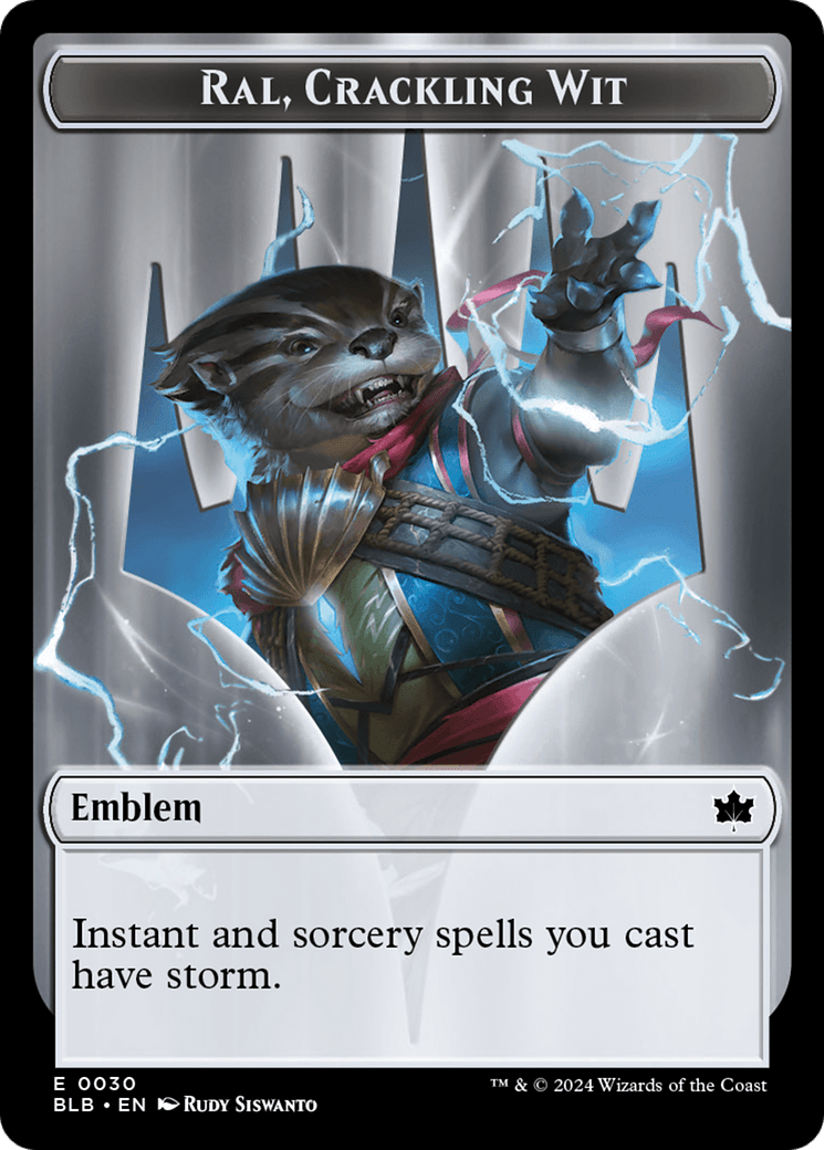 Emblem - Ral, Crackling Wit // Bushy Bodyguard Double-Sided Token [Bloomburrow Tokens] MTG Single Magic: The Gathering  | Multizone: Comics And Games