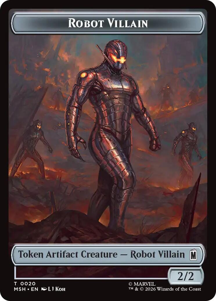 Hero // Robot Villain Double-Sided Token [Marvel Super Heroes Tokens] MTG Single Magic: The Gathering  | Multizone: Comics And Games