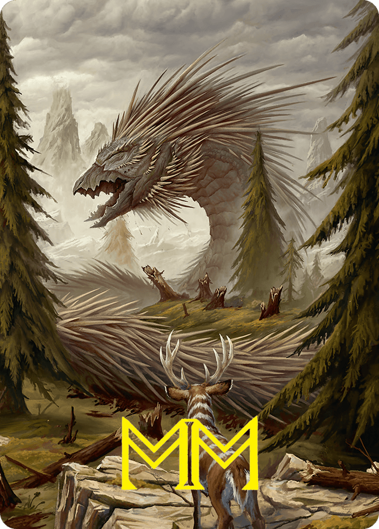 Quilled Greatwurm Art Card (44/54) (Gold-Stamped Signature) [Foundations Art Series] MTG Single Magic: The Gathering  | Multizone: Comics And Games