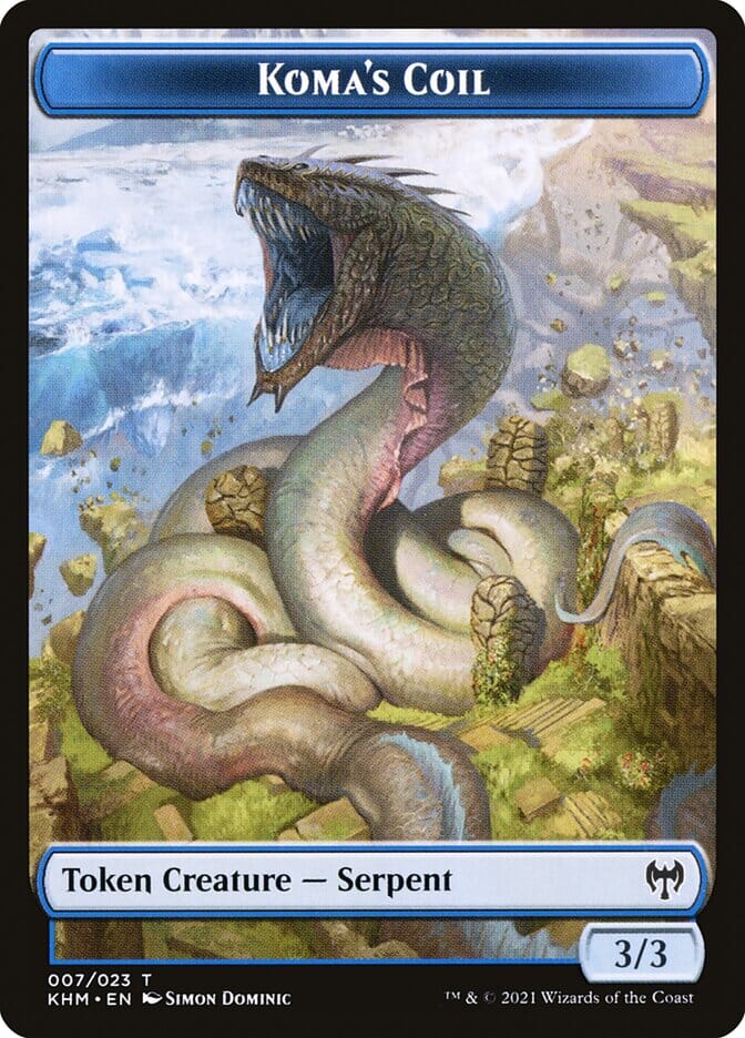 Human Warrior // Koma's Coil Double-Sided Token [Kaldheim Tokens] MTG Single Magic: The Gathering  | Multizone: Comics And Games