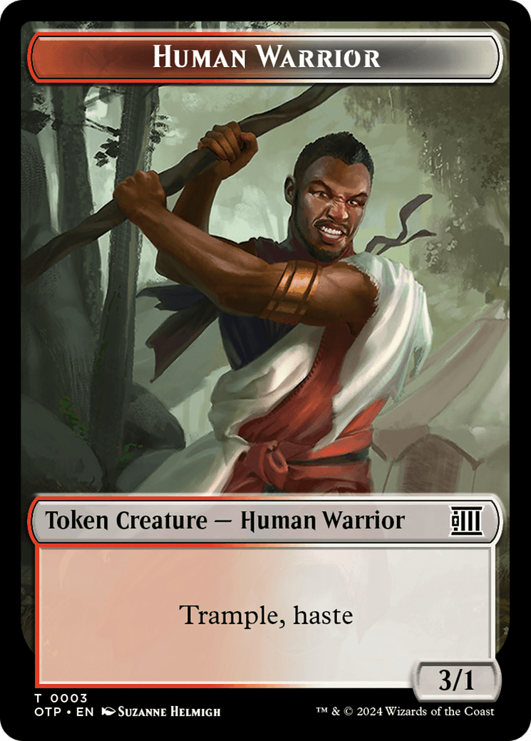 Human Warrior // Plot Double-Sided Token [Outlaws of Thunder Junction: Breaking News Tokens] MTG Single Magic: The Gathering  | Multizone: Comics And Games