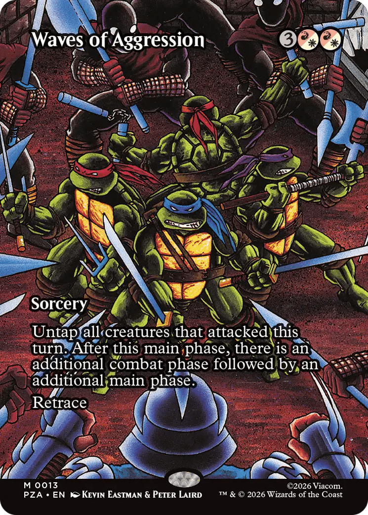 Waves of Aggression (Borderless) [Teenage Mutant Ninja Turtles Eternal-Legal] MTG Single Magic: The Gathering  | Multizone: Comics And Games