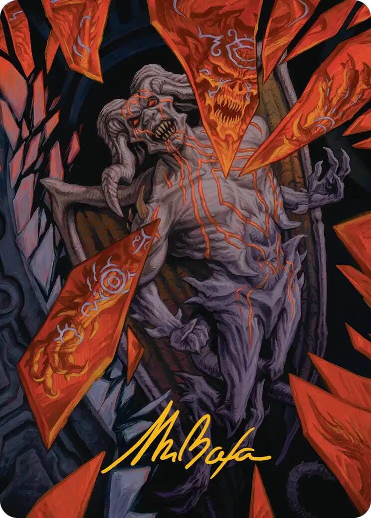 Curse-Marred Demon Art Card (Gold-Stamped Signature) [Reality Fracture Art Series] MTG Single Magic: The Gathering  | Multizone: Comics And Games