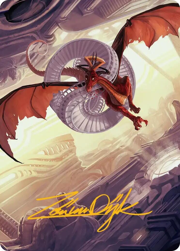 Draconic Visitor Art Card (Gold-Stamped Signature) [Reality Fracture Art Series] MTG Single Magic: The Gathering  | Multizone: Comics And Games