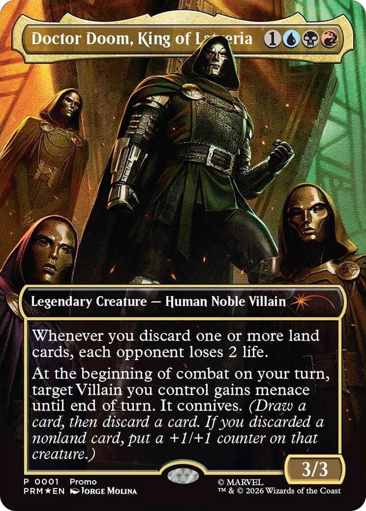 Doctor Doom, King of Latveria (Borderless) (0001) [Marvel Super Heroes Promos] MTG Single Magic: The Gathering  | Multizone: Comics And Games