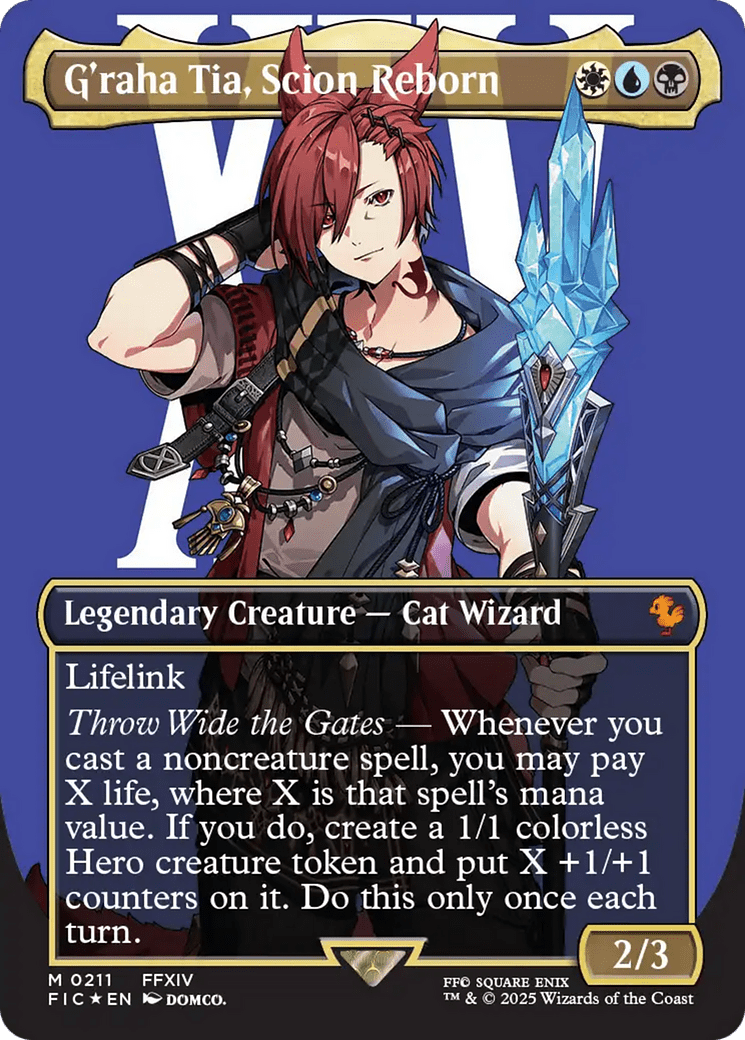 G'raha Tia, Scion Reborn (Borderless) (Surge Foil) [FINAL FANTASY Commander] MTG Single Magic: The Gathering  | Multizone: Comics And Games