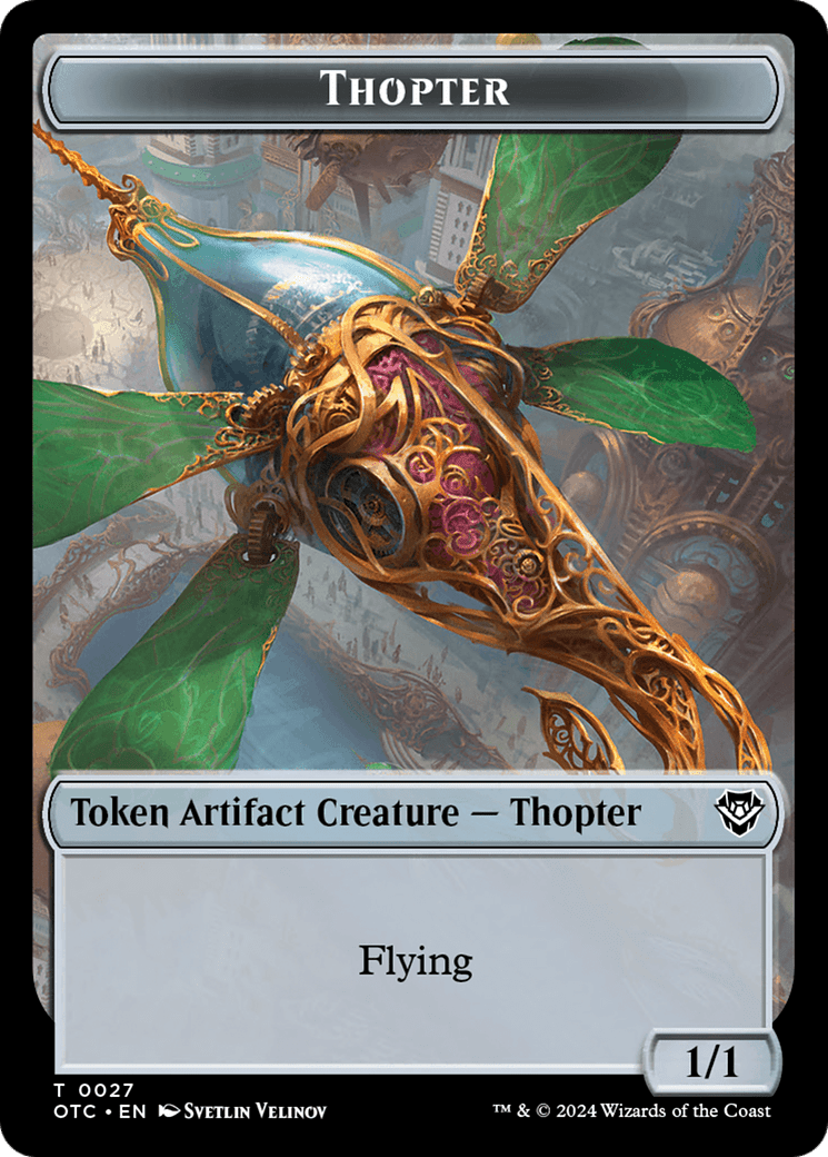 Thopter // Manifest Double-Sided Token [Outlaws of Thunder Junction Commander Tokens] MTG Single Magic: The Gathering  | Multizone: Comics And Games
