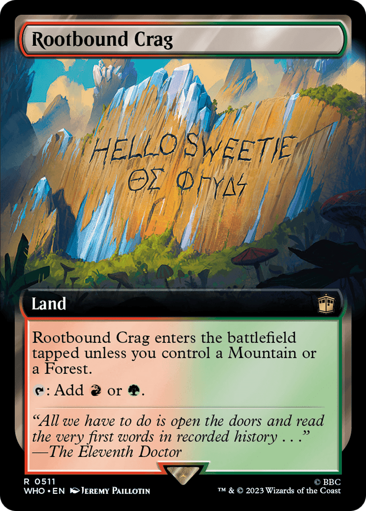 Rootbound Crag (Extended Art) [Doctor Who] MTG Single Magic: The Gathering  | Multizone: Comics And Games