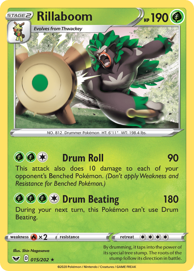 Rillaboom (015/202) [Sword & Shield: Base Set] Pokemon Single Pokémon  | Multizone: Comics And Games