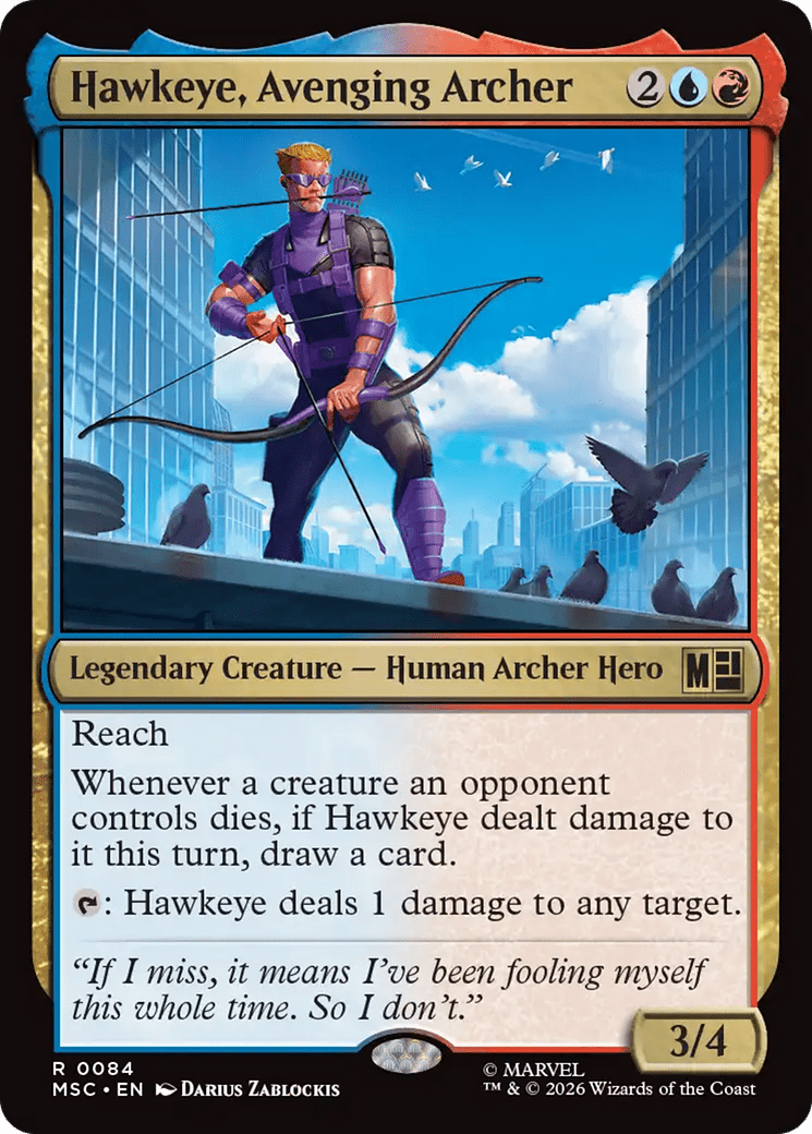 Hawkeye, Avenging Archer (Surge Foil) [Marvel Super Heroes Commander] MTG Single Magic: The Gathering  | Multizone: Comics And Games