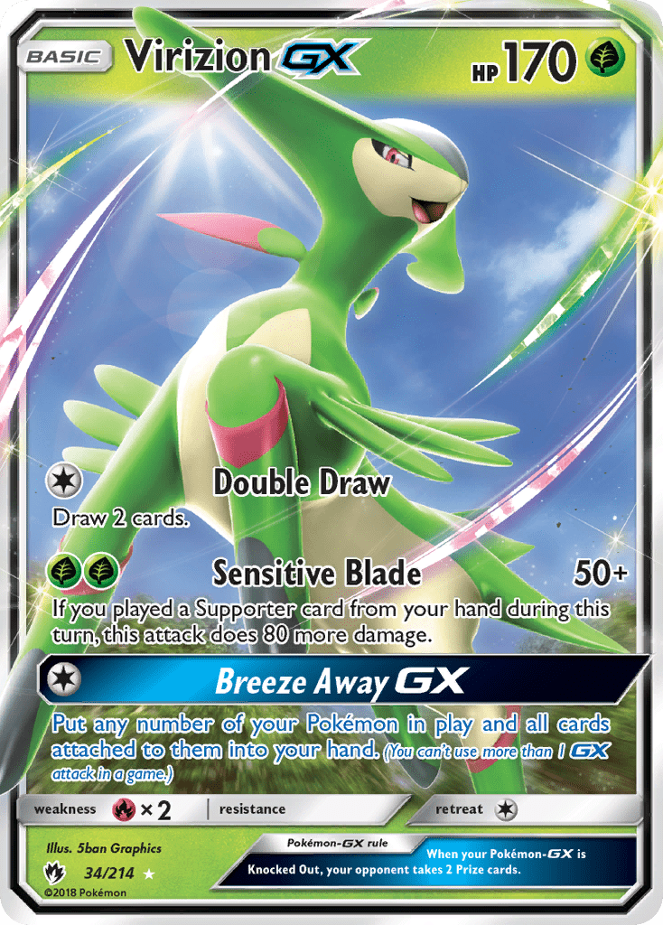 Virizion GX (34/214) [Sun & Moon: Lost Thunder] Pokemon Single Pokémon  | Multizone: Comics And Games