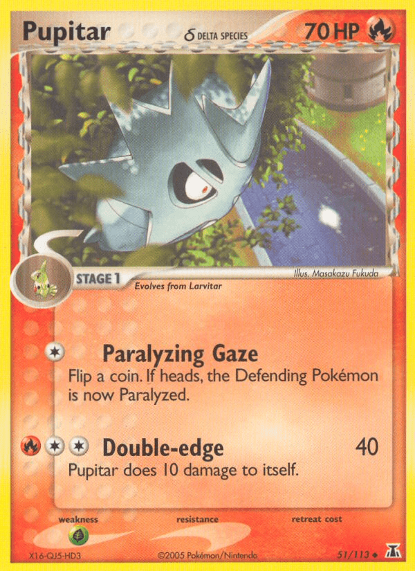 Pupitar (51/113) (Delta Species) [EX: Delta Species] Pokemon Single Pokémon  | Multizone: Comics And Games