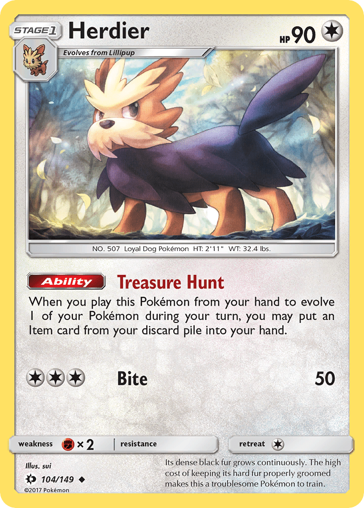 Herdier (104/149) [Sun & Moon: Base Set] Pokemon Single Pokémon  | Multizone: Comics And Games