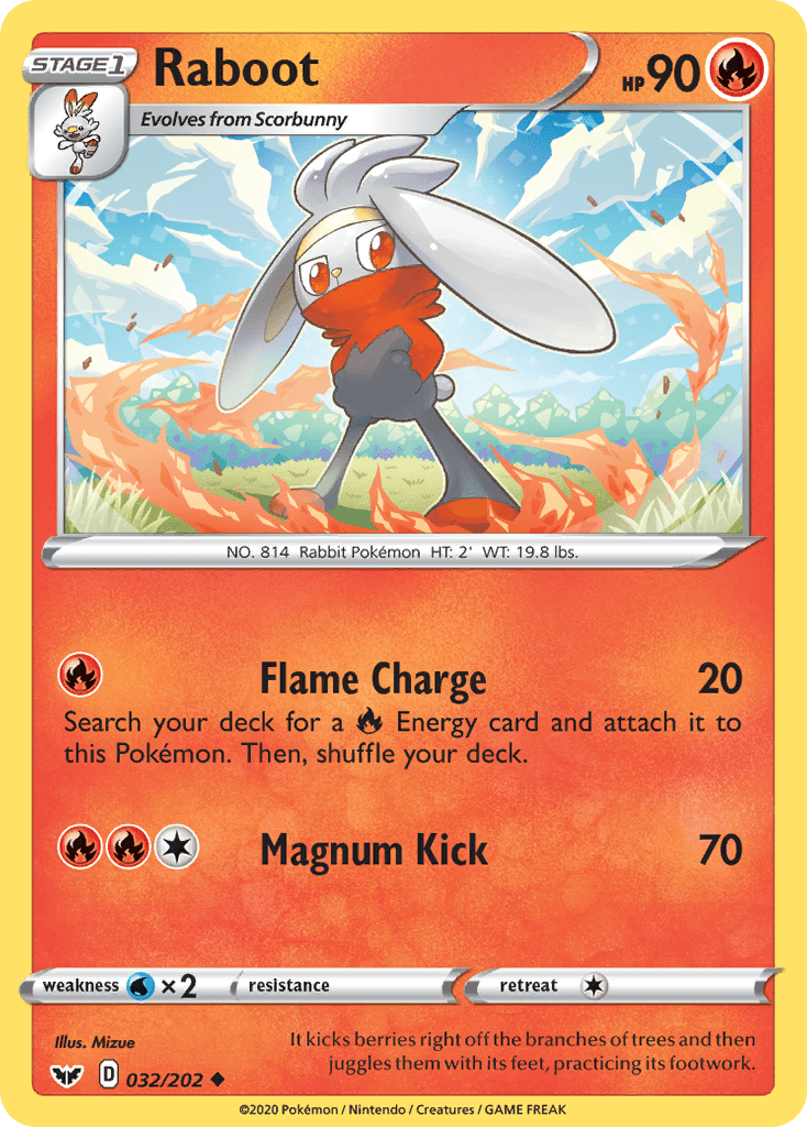 Raboot (032/202) [Sword & Shield: Base Set] Pokemon Single Pokémon  | Multizone: Comics And Games