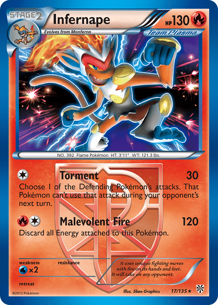 Infernape (17/135) [Black & White: Plasma Storm] Pokemon Single Pokémon  | Multizone: Comics And Games