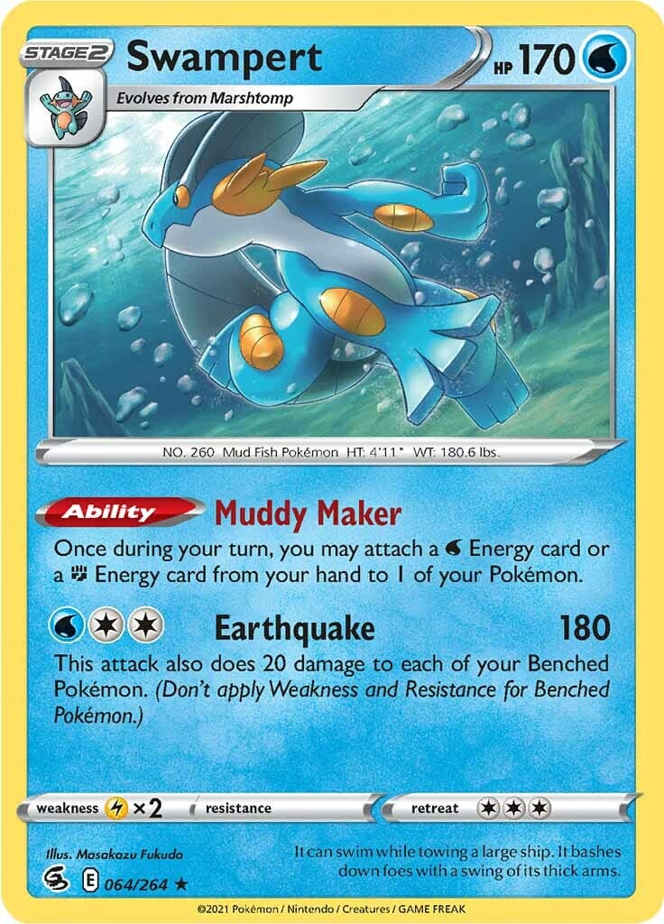 Swampert (064/264) [Sword & Shield: Fusion Strike] Pokemon Single Pokémon  | Multizone: Comics And Games