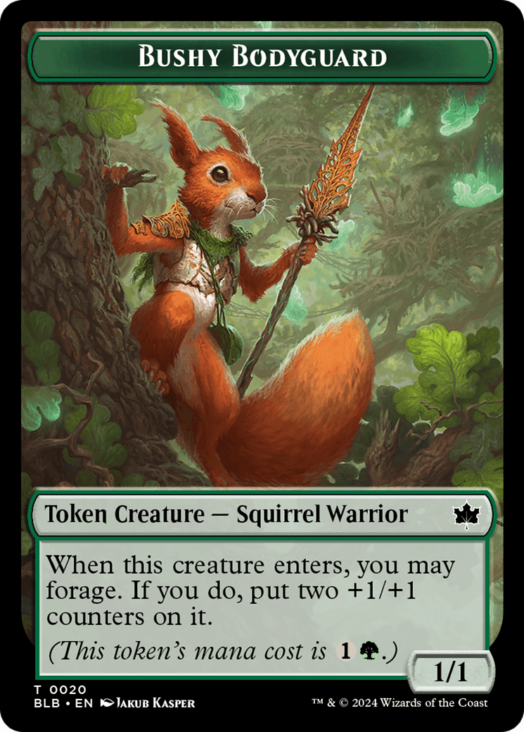 Emblem - Ral, Crackling Wit // Bushy Bodyguard Double-Sided Token [Bloomburrow Tokens] MTG Single Magic: The Gathering  | Multizone: Comics And Games
