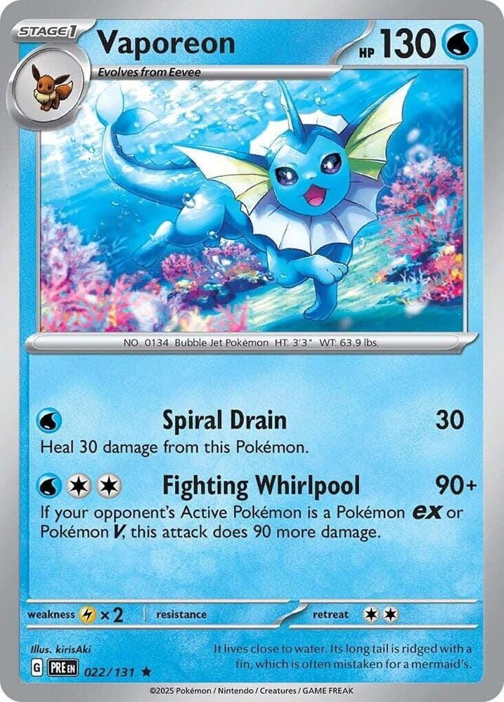 Vaporeon (022/131) [Scarlet & Violet: Prismatic Evolutions] Pokemon Single Pokémon  | Multizone: Comics And Games