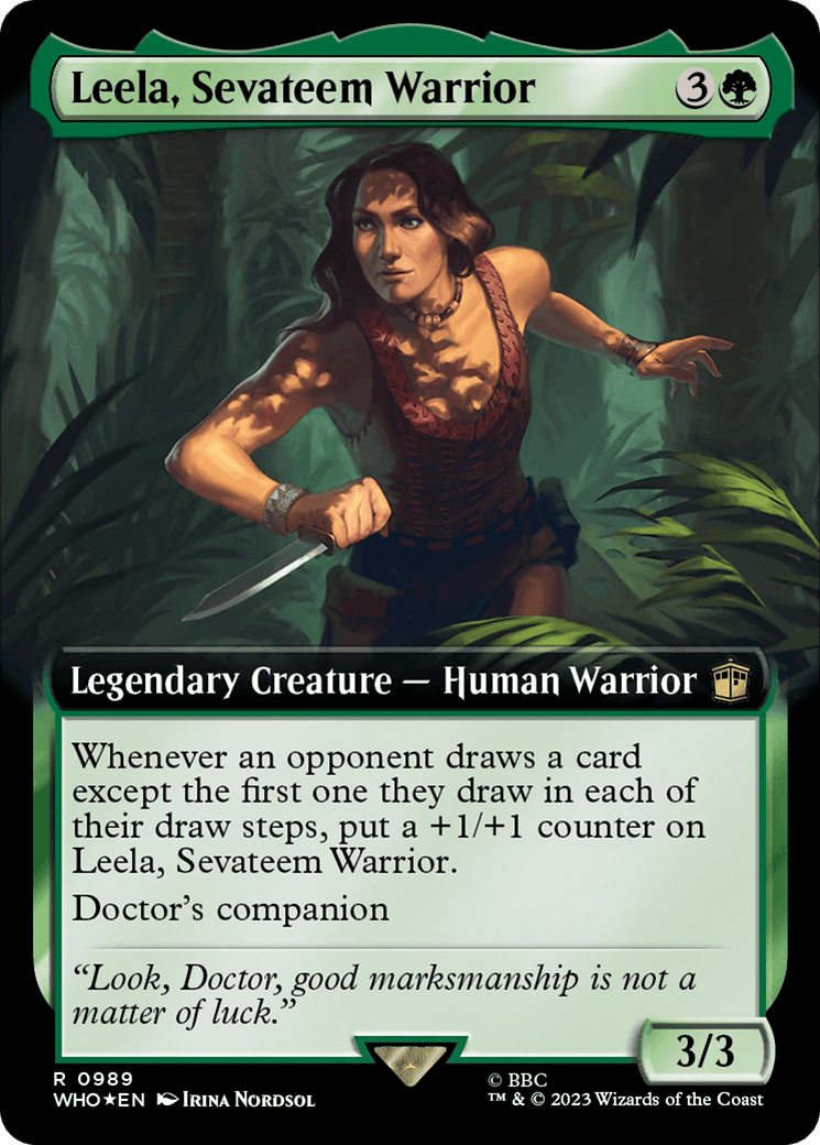 Leela, Sevateem Warrior (Extended Art) (Surge Foil) [Doctor Who] MTG Single Magic: The Gathering  | Multizone: Comics And Games