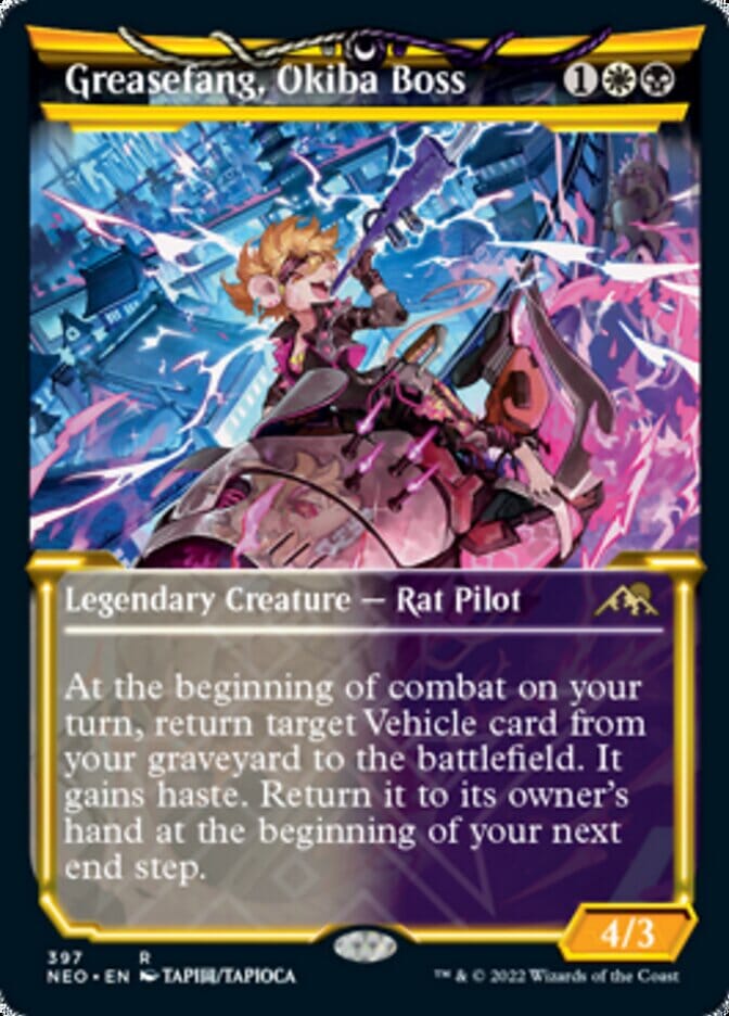 Greasefang, Okiba Boss (Showcase Soft Glow) [Kamigawa: Neon Dynasty] MTG Single Magic: The Gathering  | Multizone: Comics And Games