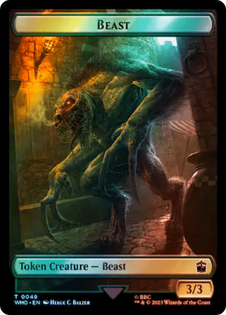 Soldier // Beast Double-Sided Token (Surge Foil) [Doctor Who Tokens] MTG Single Magic: The Gathering  | Multizone: Comics And Games