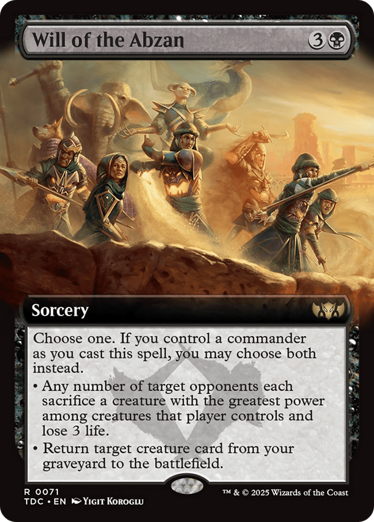 Will of the Abzan (Extended Art) [Tarkir: Dragonstorm Commander] MTG Single Magic: The Gathering  | Multizone: Comics And Games