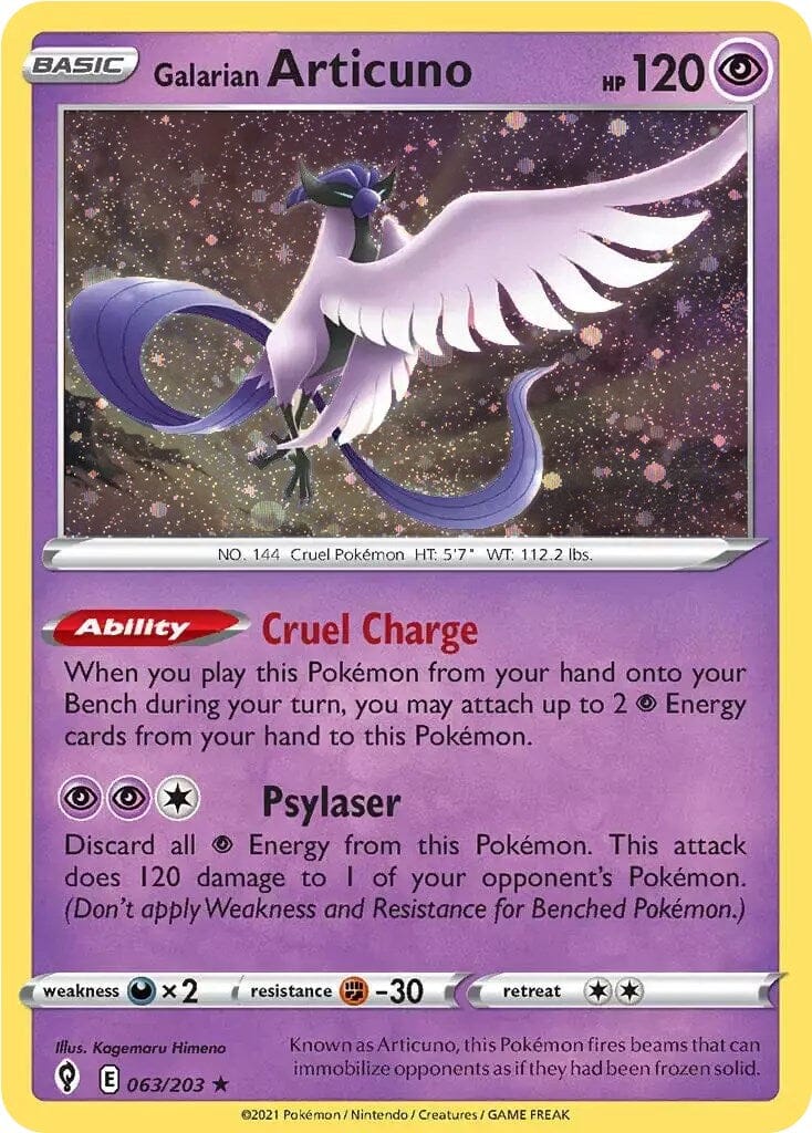 Galarian Articuno (063/203) (Cosmos Holo) [Sword & Shield: Evolving Skies] Pokemon Single Pokémon  | Multizone: Comics And Games