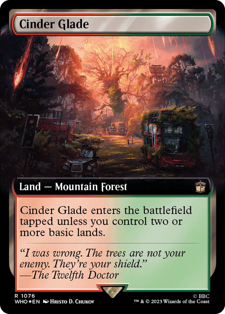 Cinder Glade (Extended Art) (Surge Foil) [Doctor Who] MTG Single Magic: The Gathering  | Multizone: Comics And Games