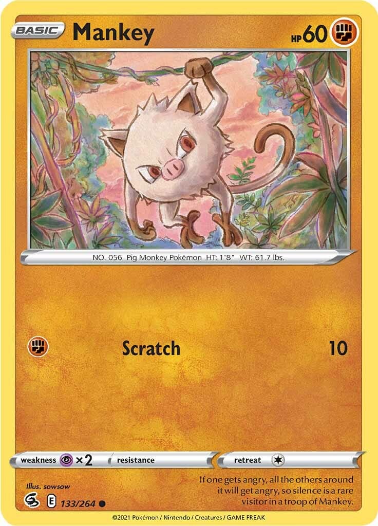 Mankey (133/264) [Sword & Shield: Fusion Strike] Pokemon Single Pokémon  | Multizone: Comics And Games