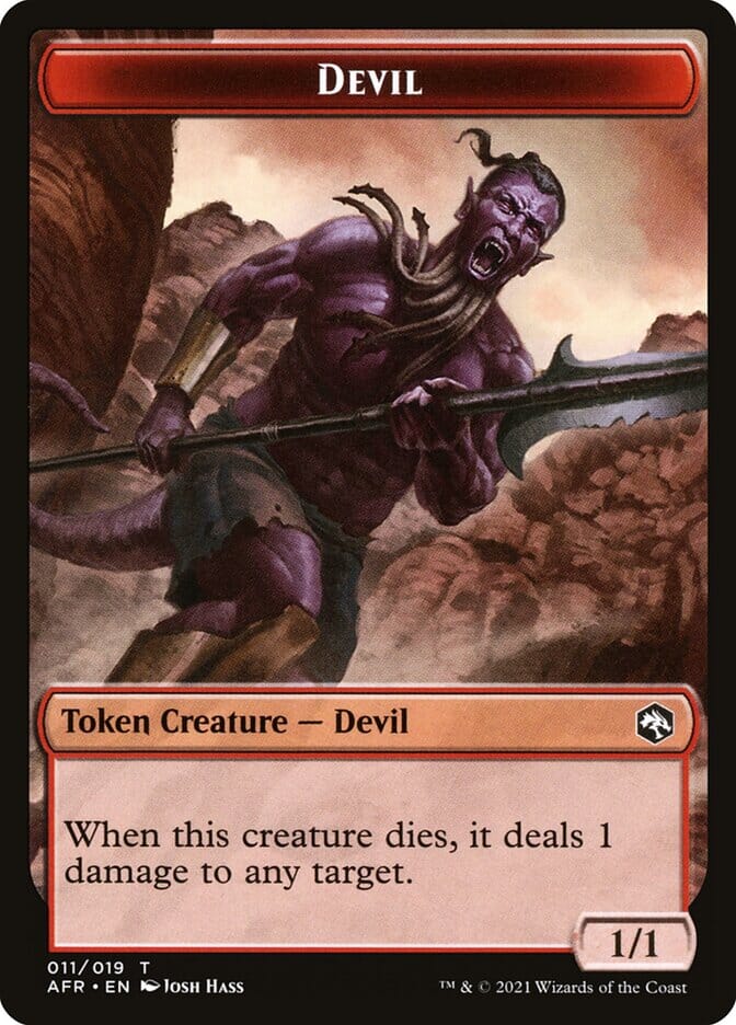 Devil // Mordenkainen Emblem Double-Sided Token [Dungeons & Dragons: Adventures in the Forgotten Realms Tokens] MTG Single Magic: The Gathering  | Multizone: Comics And Games