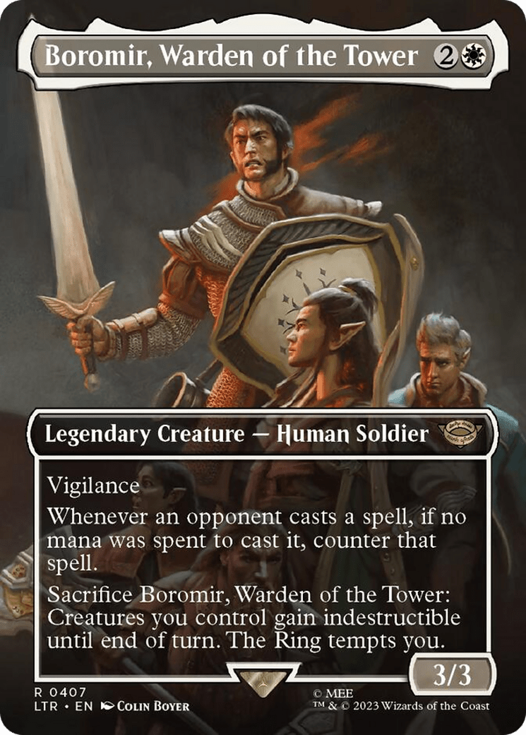 Boromir, Warden of the Tower (Borderless Alternate Art) [The Lord of the Rings: Tales of Middle-Earth] MTG Single Magic: The Gathering  | Multizone: Comics And Games