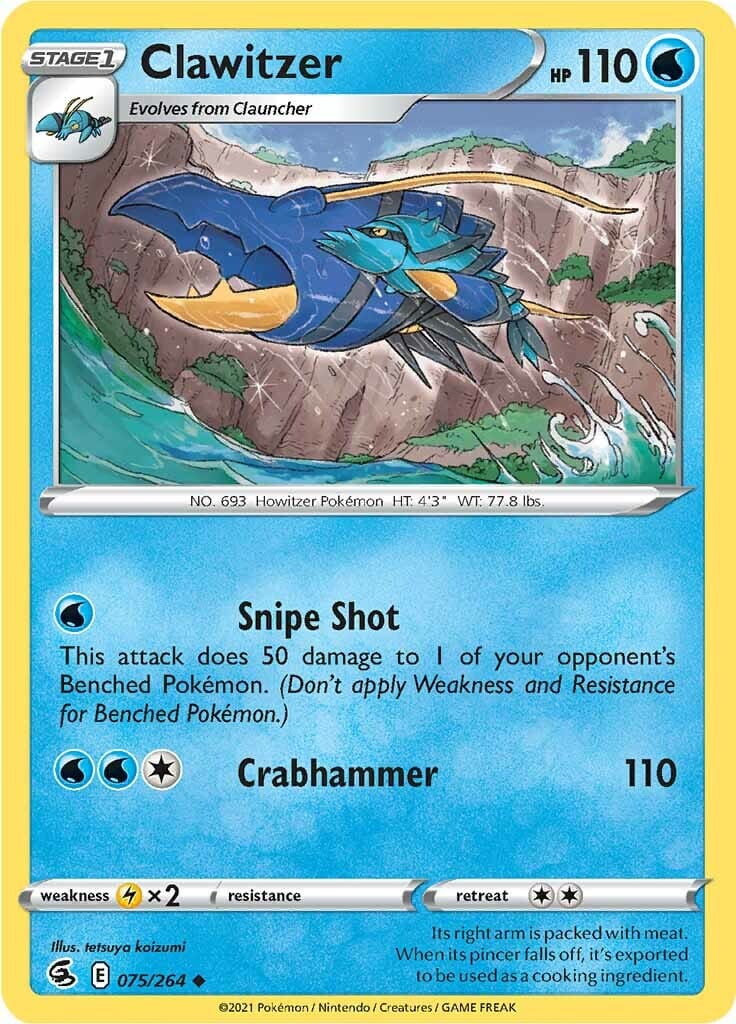 Clawitzer (075/264) [Sword & Shield: Fusion Strike] Pokemon Single Pokémon  | Multizone: Comics And Games