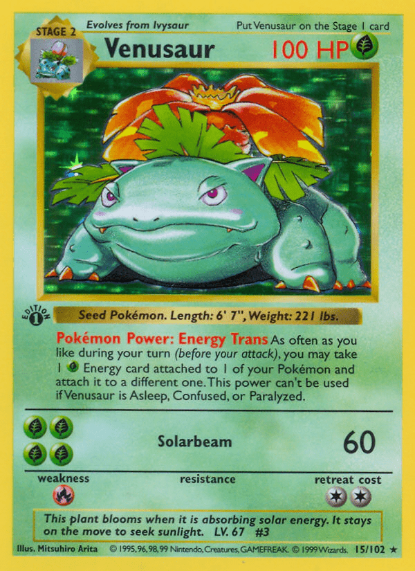 Venusaur (15/102) (Shadowless) [Base Set 1st Edition] Pokemon Single Pokémon  | Multizone: Comics And Games