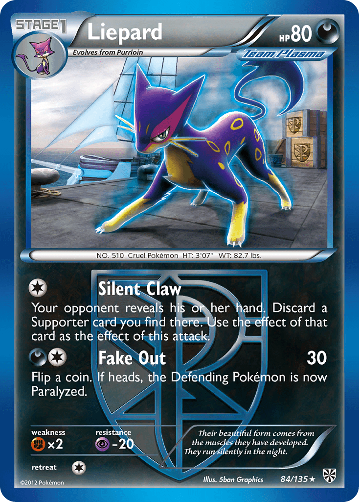 Liepard (84/135) [Black & White: Plasma Storm] Pokemon Single Pokémon  | Multizone: Comics And Games
